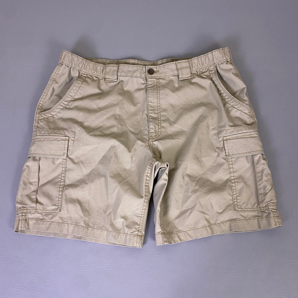 Savane Cargo Shorts‎ Men's Size 40 Khaki Tan Elastic Waist Relaxed Fit Cotton